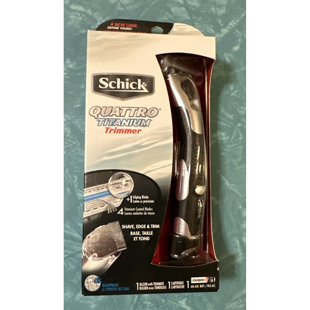 Schick Quattro Titanium Razor with Trimmer Edging Blade for Men NEW Sealed NOS